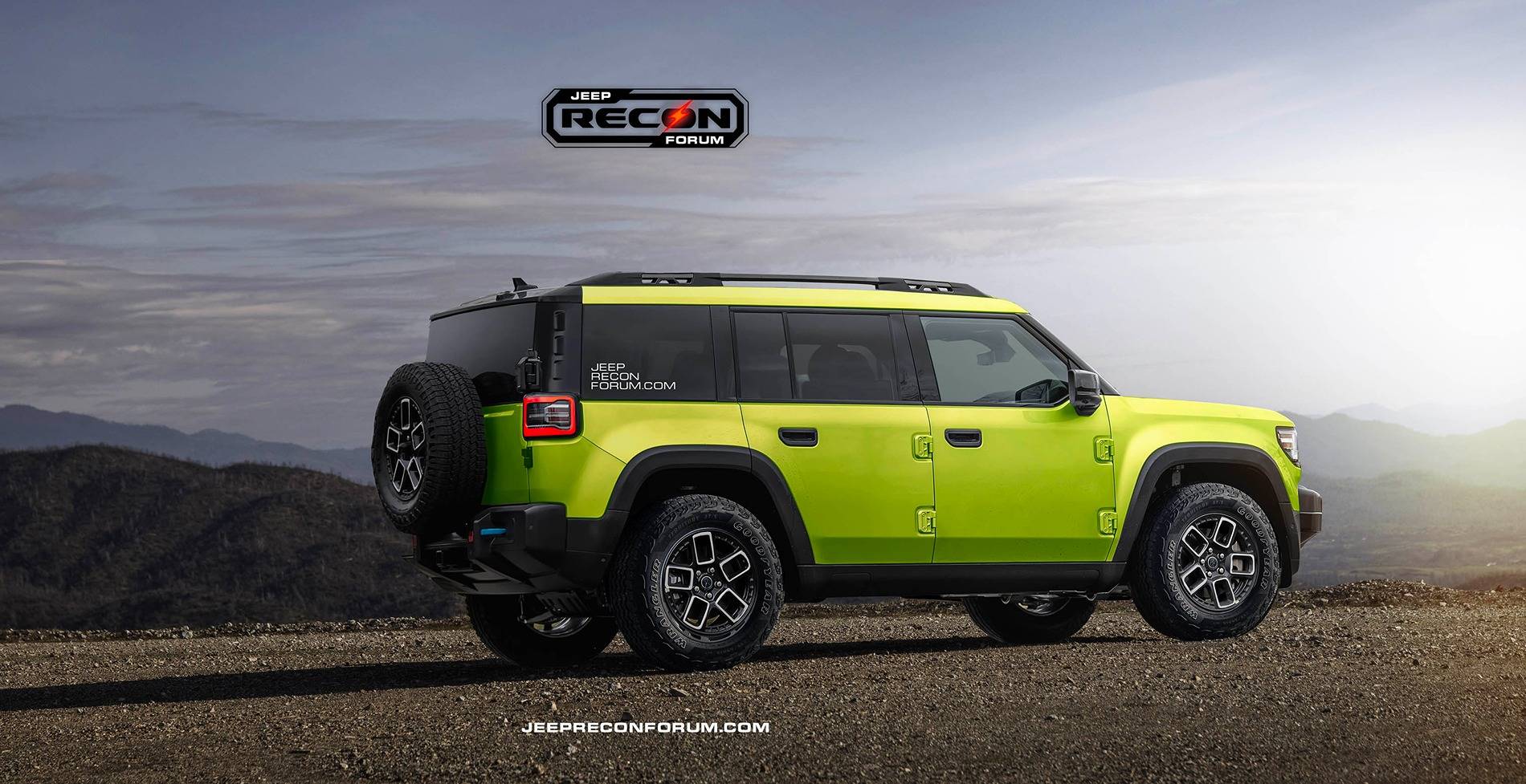 Jeep Recon EV Preview: 2026 Jeep Recon Colors w/ Black & White Roofs Jeep Recon Lime Rear 1 