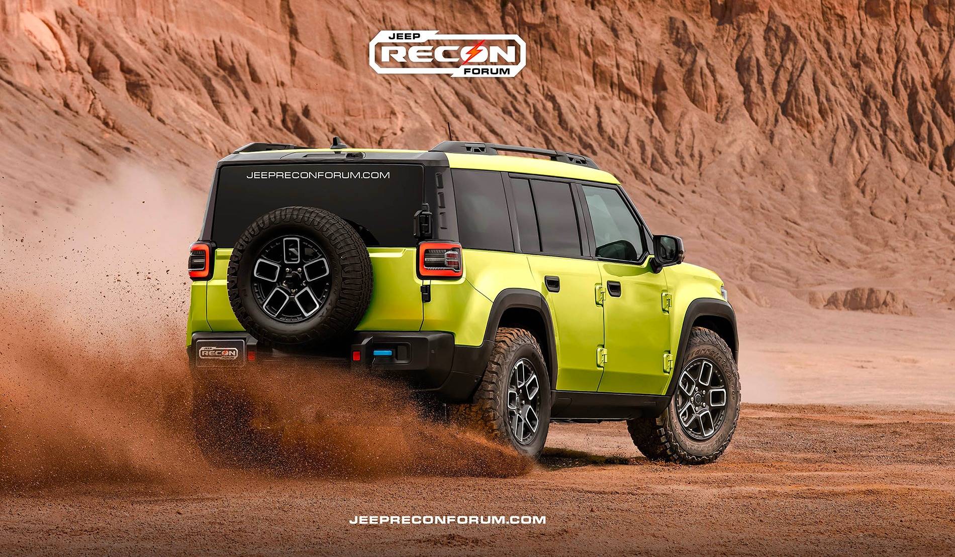Jeep Recon EV Preview: 2026 Jeep Recon Colors w/ Black & White Roofs Jeep Recon Lime Rear 2