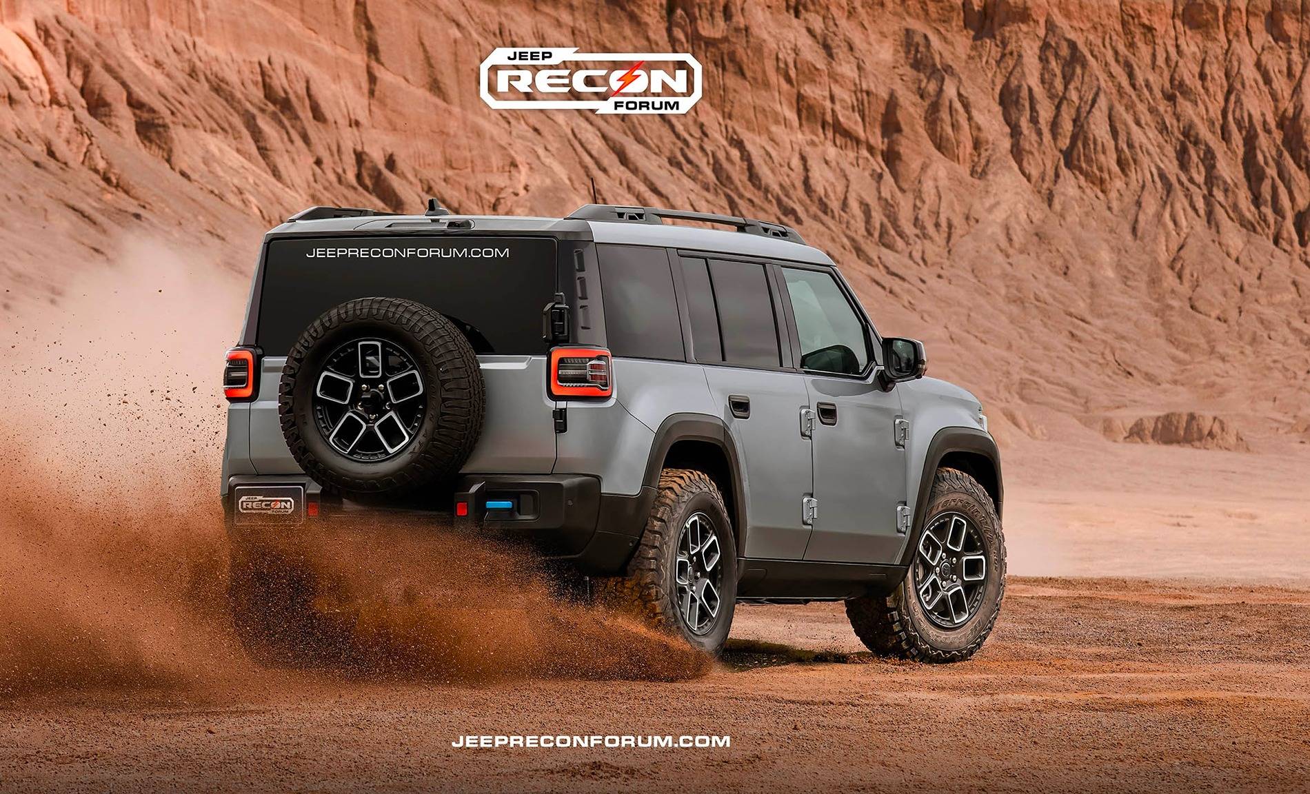 Jeep Recon EV Preview: 2026 Jeep Recon Colors w/ Black & White Roofs Jeep Recon Grey Rear 2