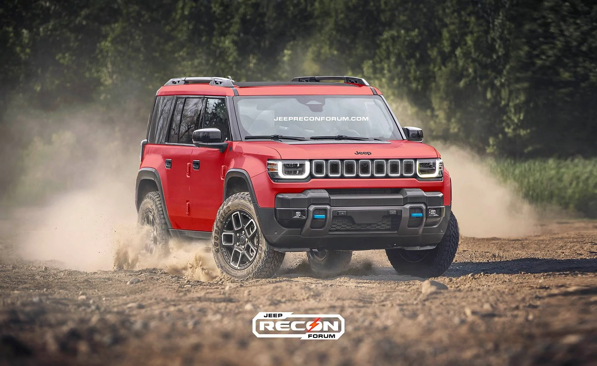 Jeep Recon EV Preview: 2026 Jeep Recon Colors w/ Black & White Roofs Jeep Recon Red Front 2 