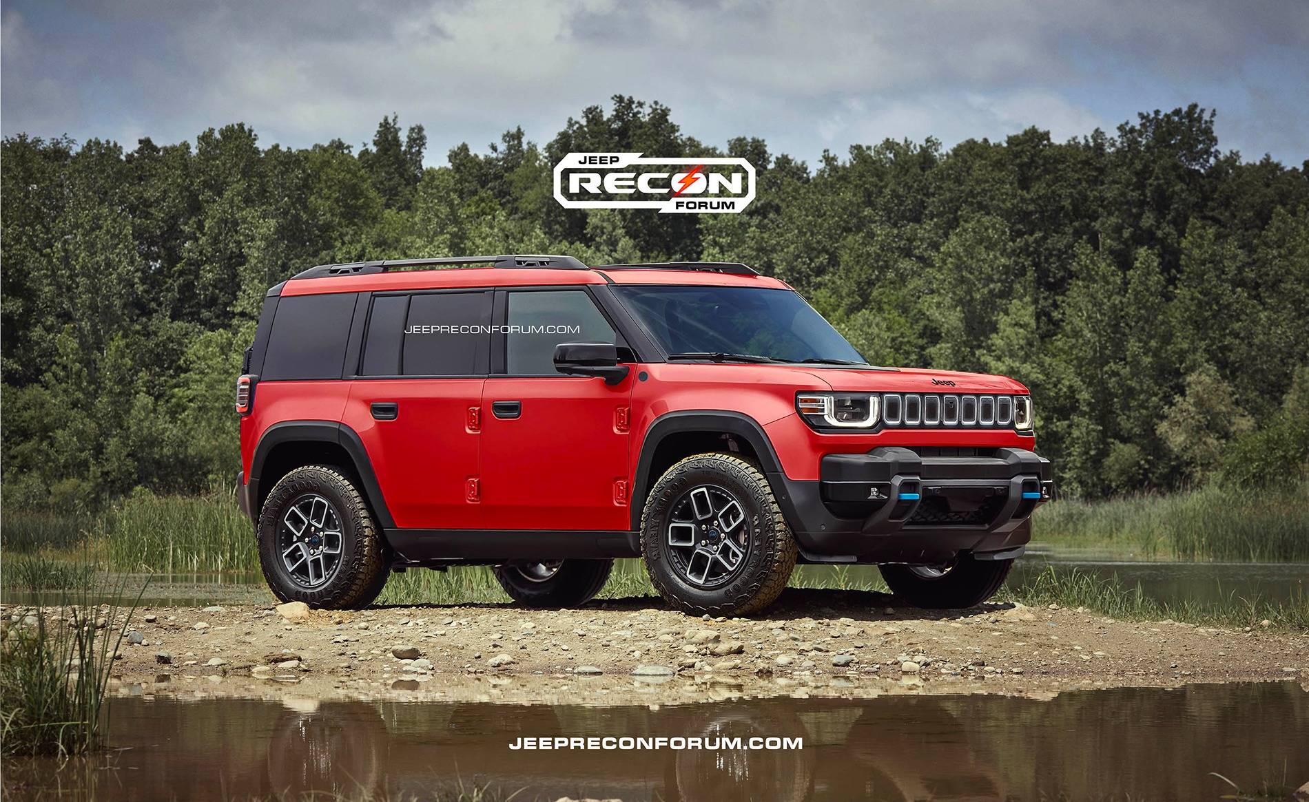 Jeep Recon EV Preview: 2026 Jeep Recon Colors w/ Black & White Roofs Jeep Recon Red Front 1