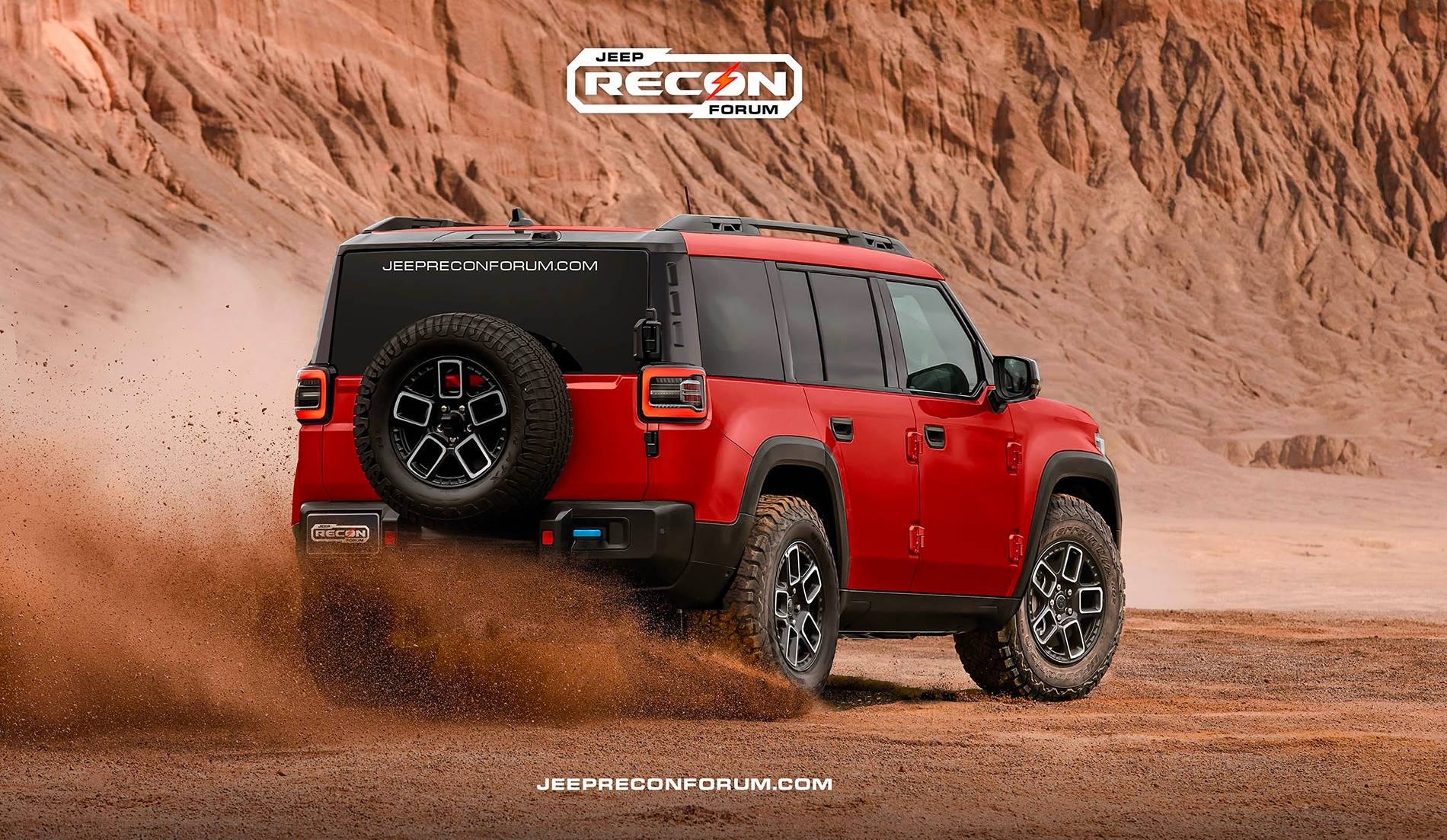 Jeep Recon EV Preview: 2026 Jeep Recon Colors w/ Black & White Roofs Jeep Recon Red Rear 2 
