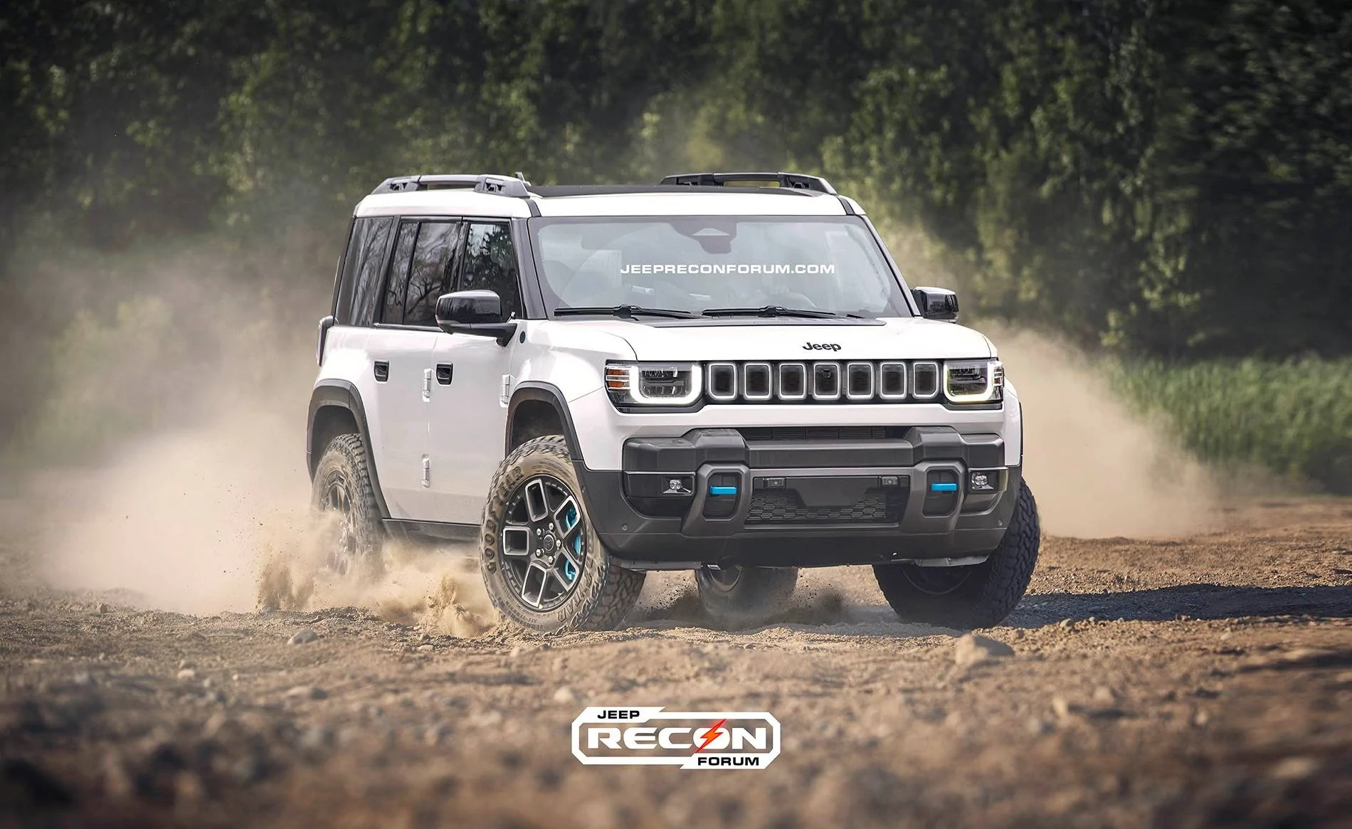 Jeep Recon EV Preview: 2026 Jeep Recon Colors w/ Black & White Roofs Jeep Recon White Front 2