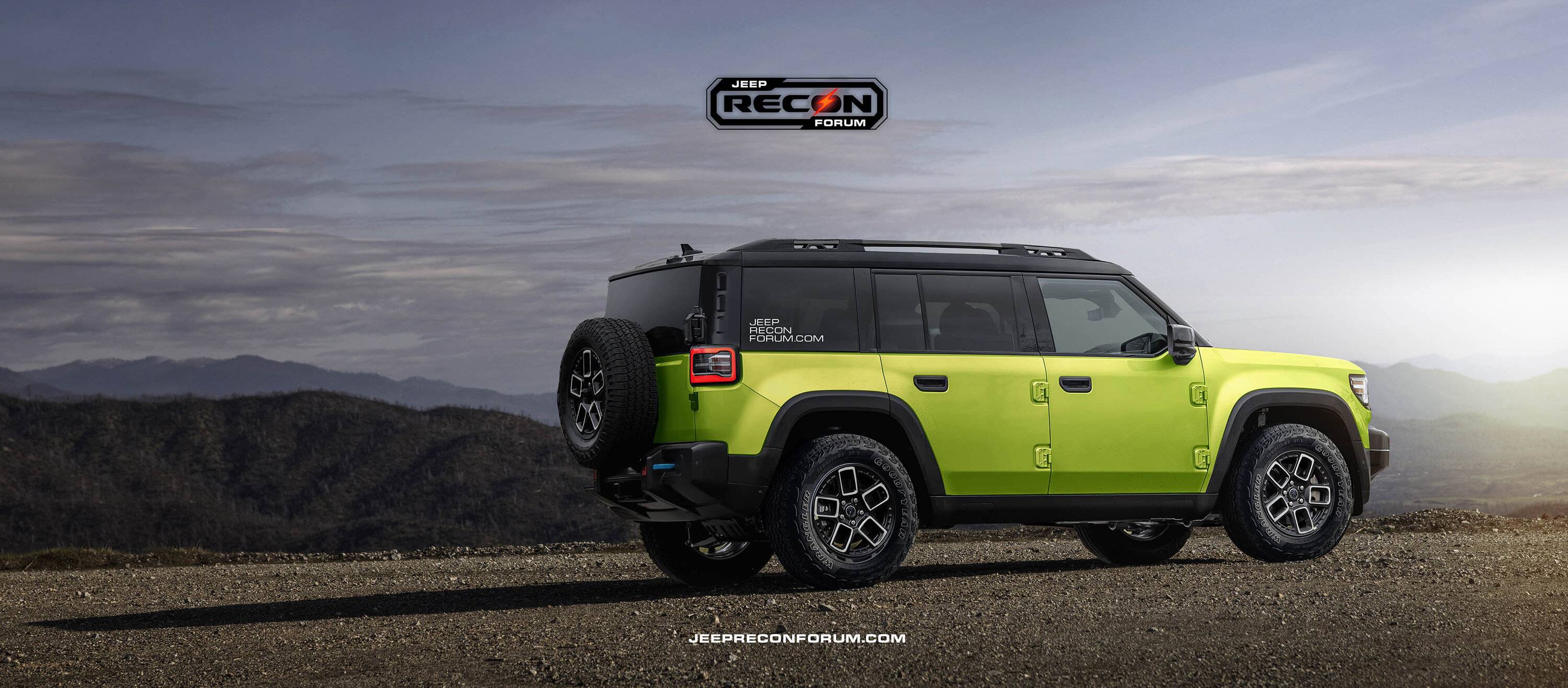 Jeep Recon EV Preview: 2026 Jeep Recon Colors w/ Black & White Roofs Jeep Recon Roof Lime Rear 1 