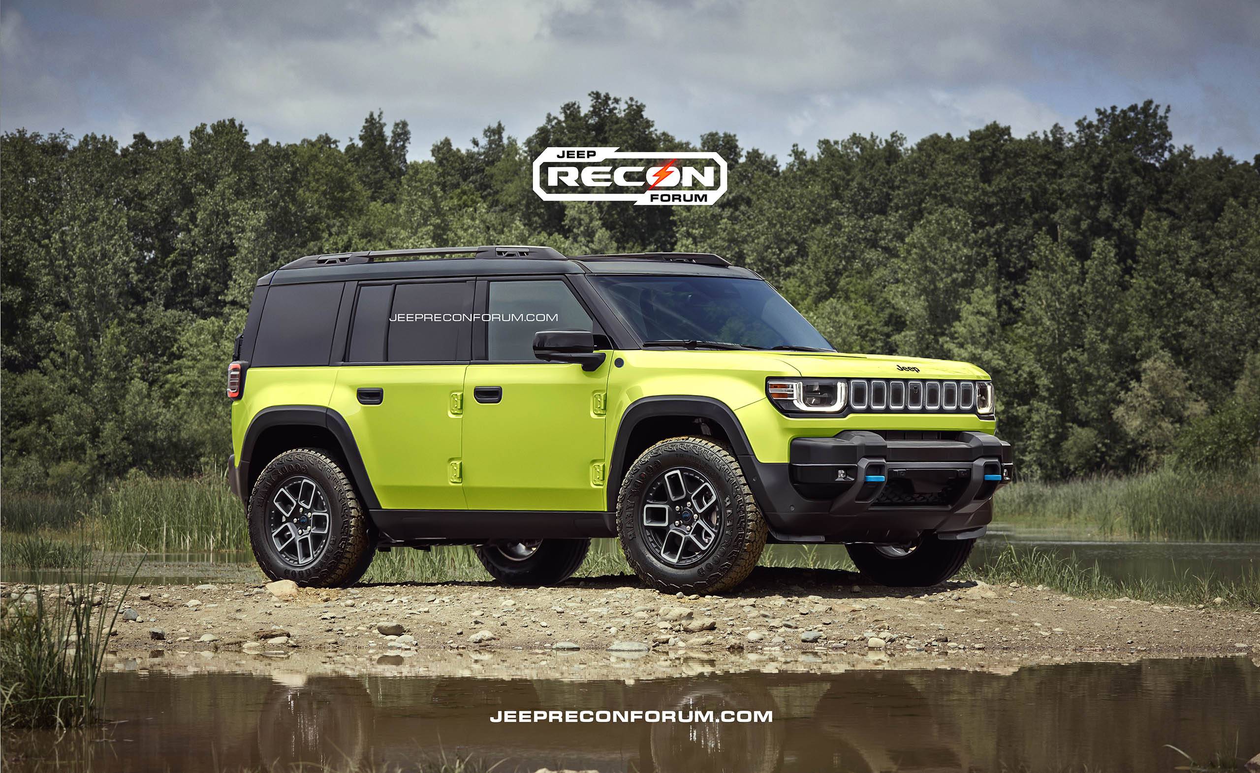 Jeep Recon EV Preview: 2026 Jeep Recon Colors w/ Black & White Roofs Jeep Recon Roof Lime Front 1 