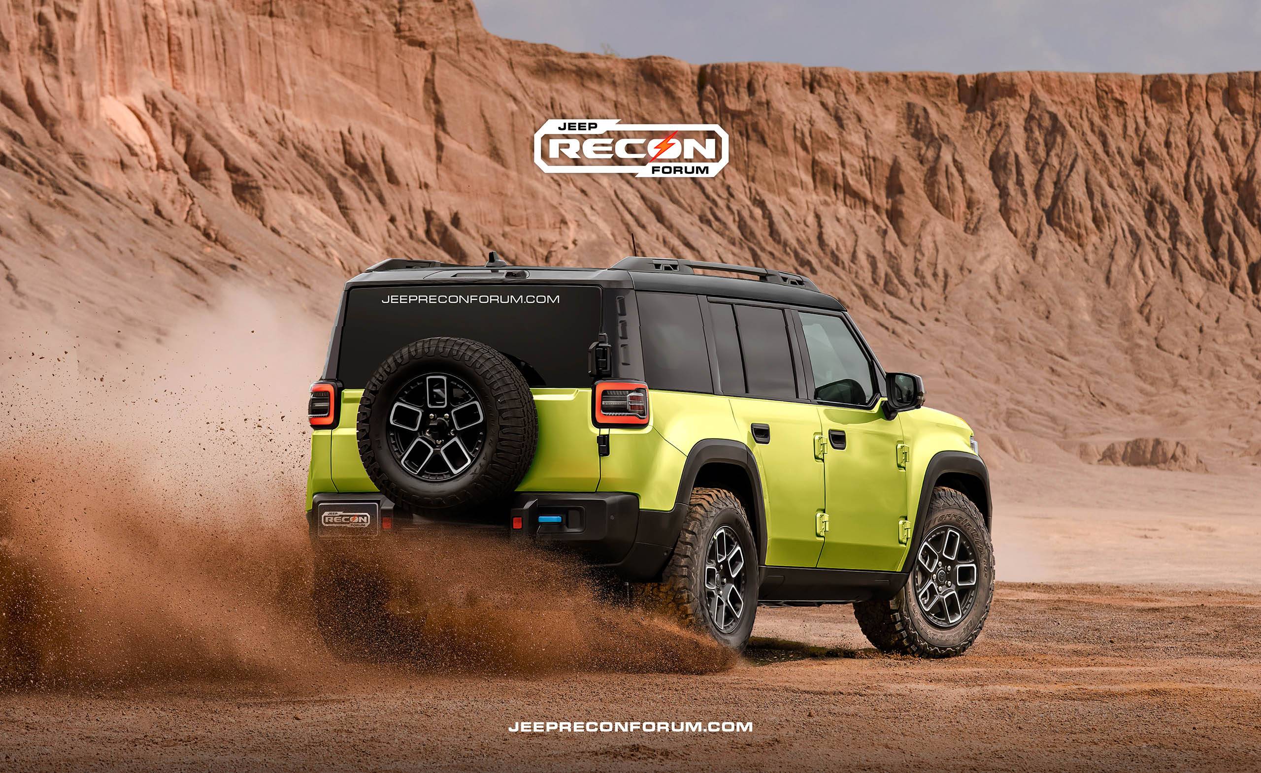 Jeep Recon EV Preview: 2026 Jeep Recon Colors w/ Black & White Roofs Jeep Recon Roof Lime Rear 2