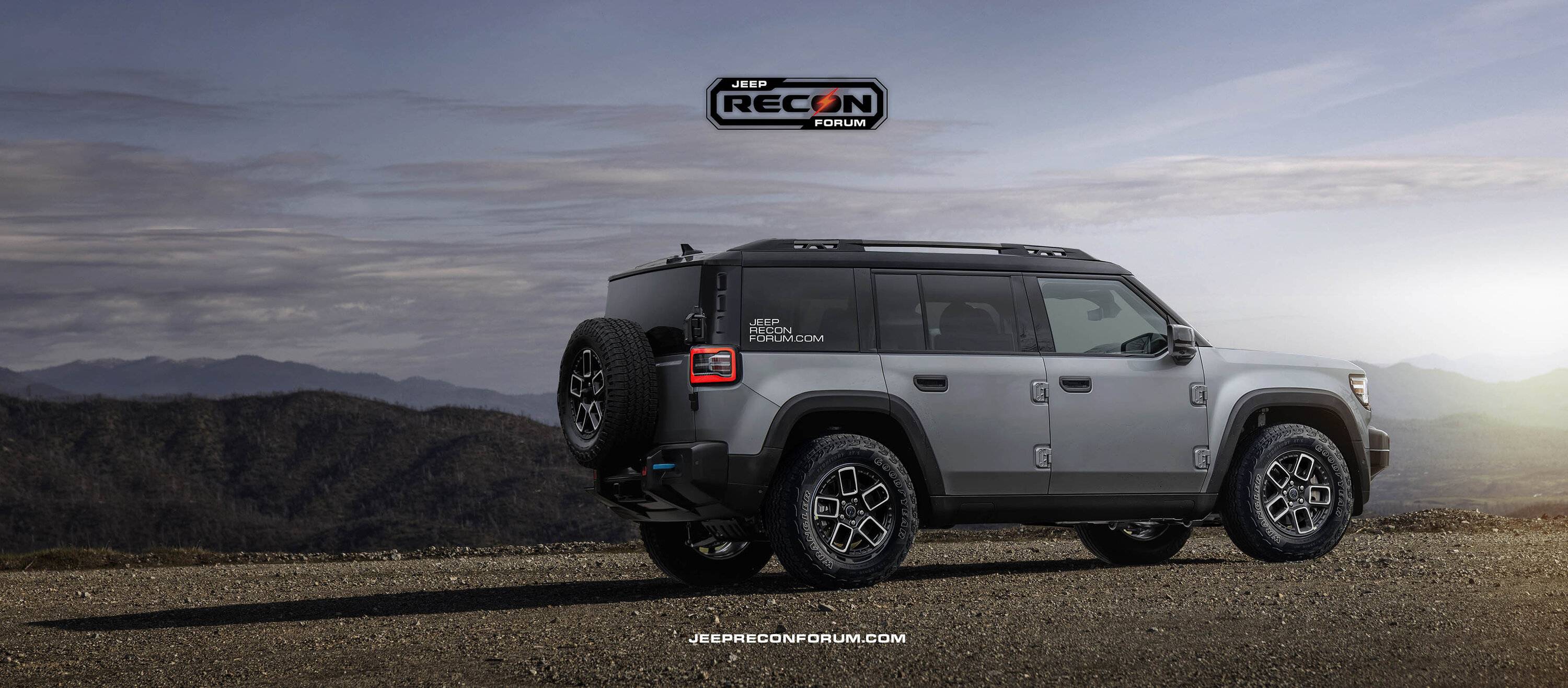 Jeep Recon EV Preview: 2026 Jeep Recon Colors w/ Black & White Roofs Jeep Recon Roof Grey Rear 1