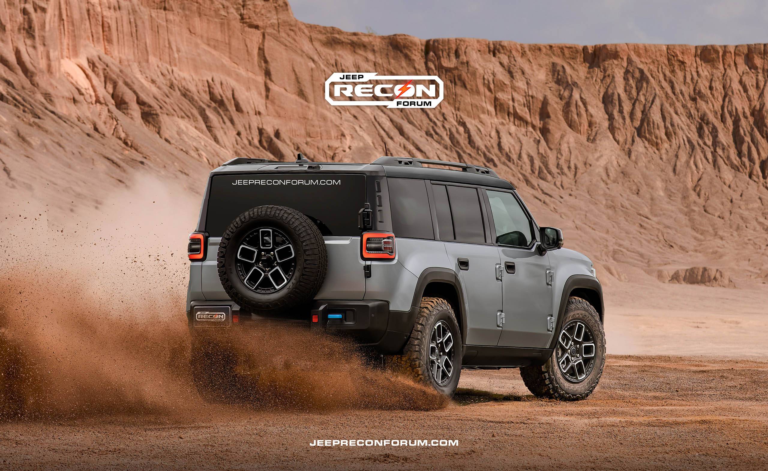 Jeep Recon EV Preview: 2026 Jeep Recon Colors w/ Black & White Roofs Jeep Recon Roof Grey Rear 2