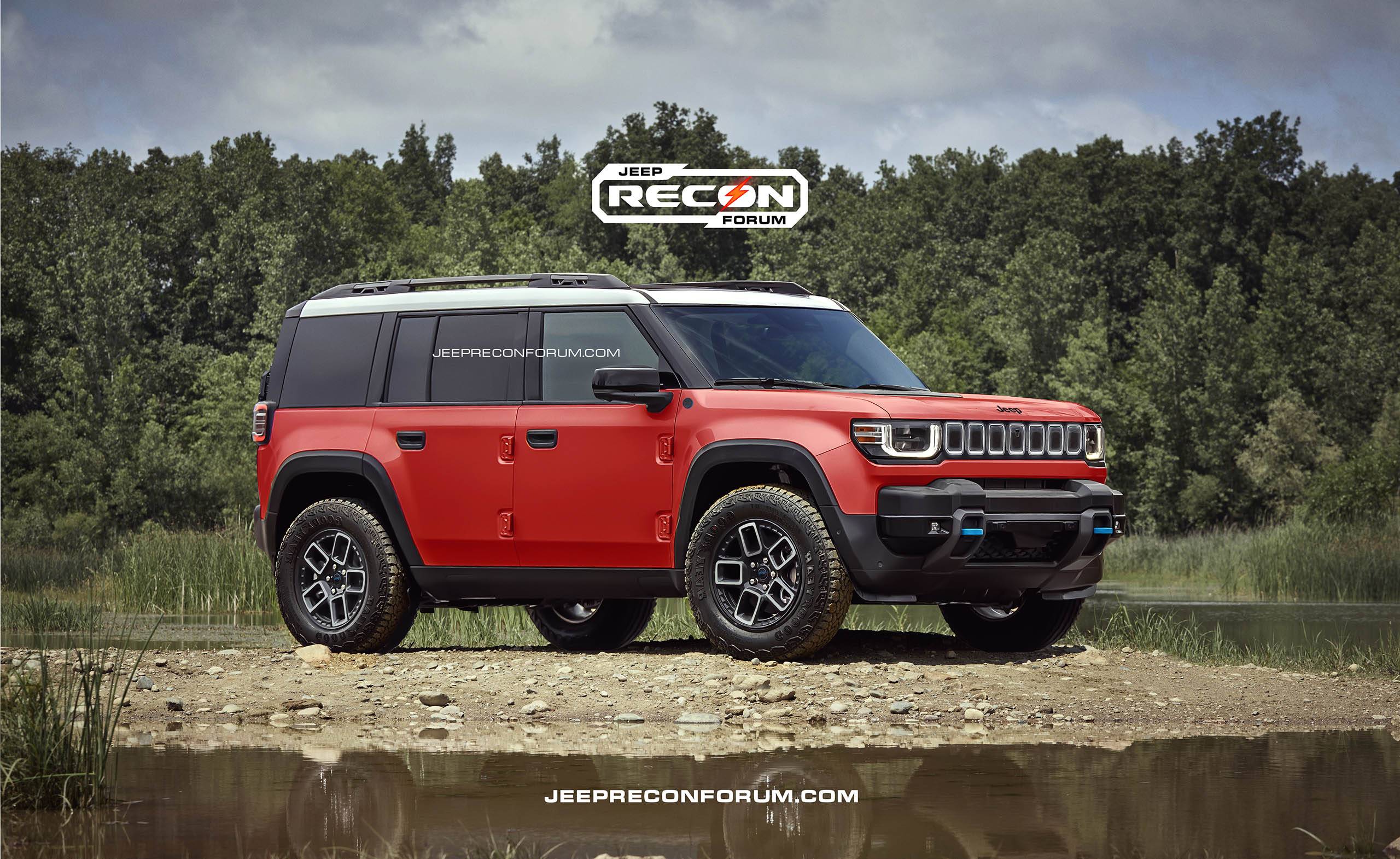 Jeep Recon EV Preview: 2026 Jeep Recon Colors w/ Black & White Roofs Jeep Recon Roof Red Front 1