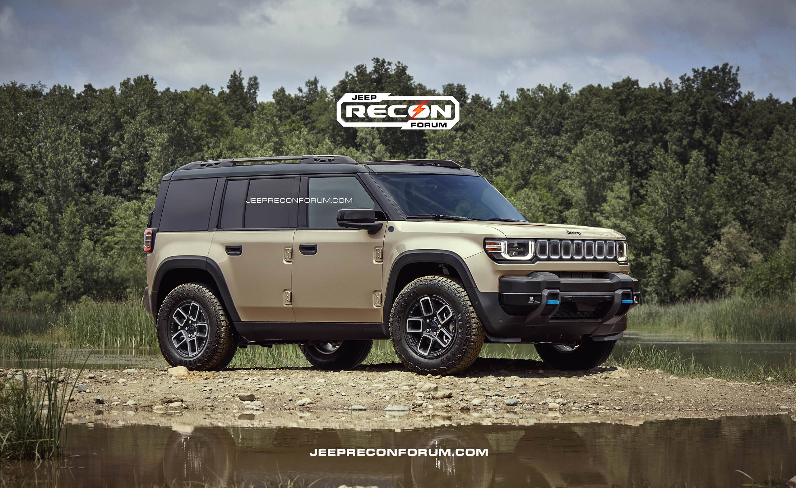 Jeep Recon EV Preview: 2026 Jeep Recon Colors w/ Black & White Roofs Jeep Recon Roof Sand Front 1 