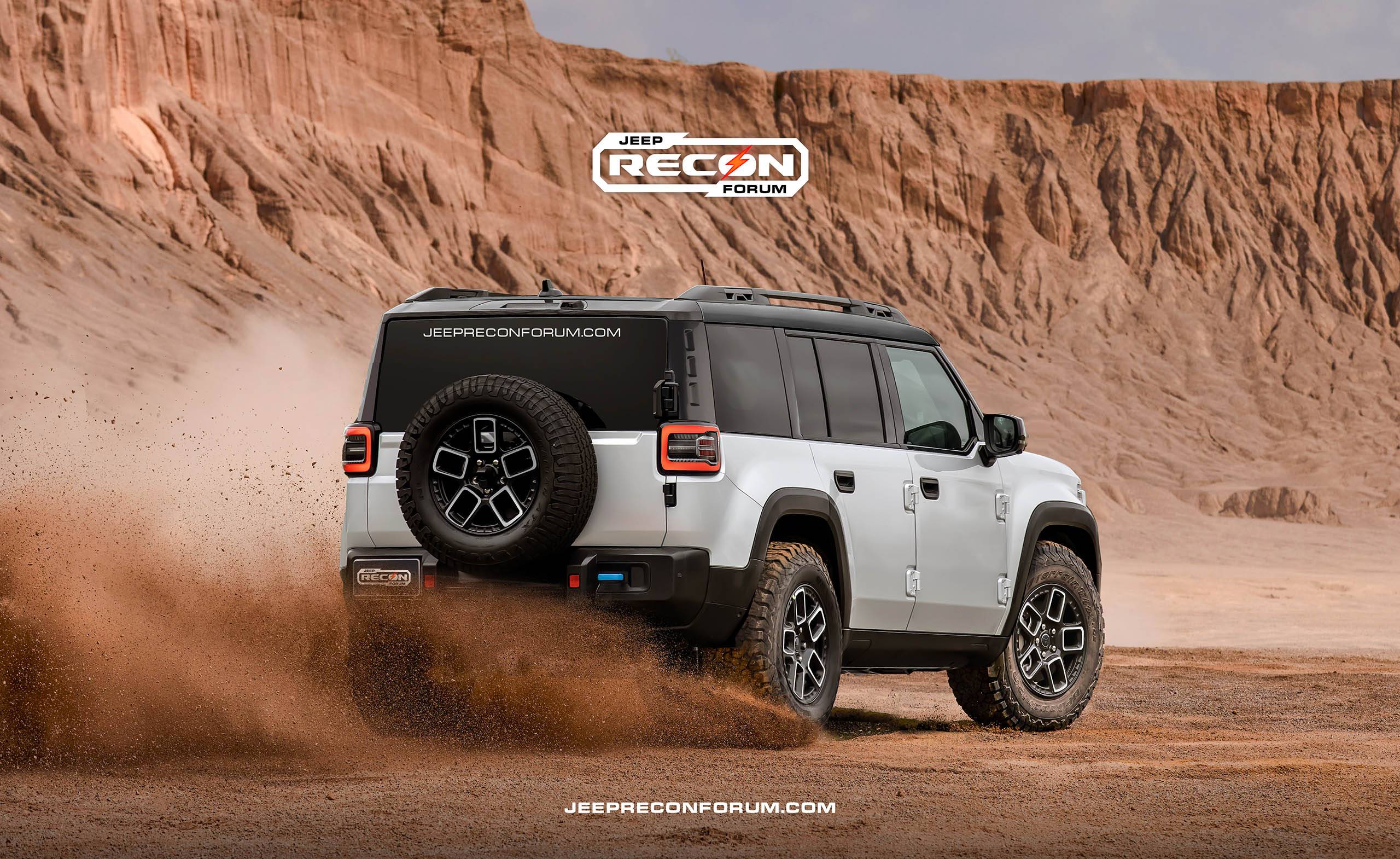 Jeep Recon EV Preview: 2026 Jeep Recon Colors w/ Black & White Roofs Jeep Recon Roof White Rear 2 