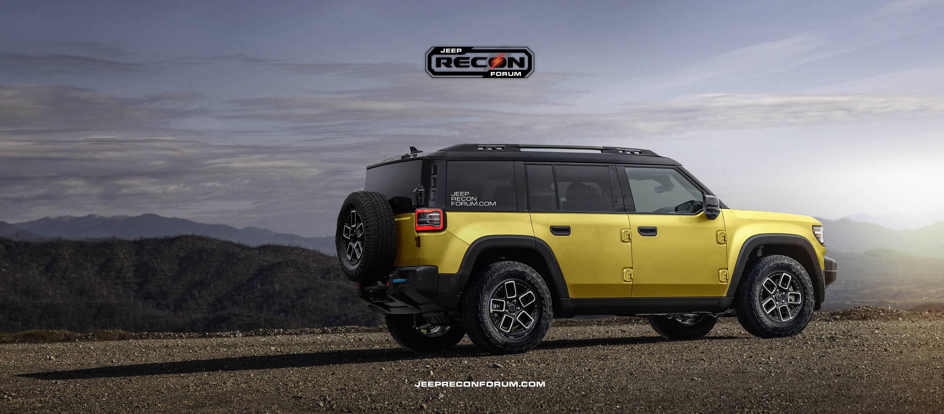 Jeep Recon EV Preview: 2026 Jeep Recon Colors w/ Black & White Roofs Jeep Recon Roof Yellow Rear 1