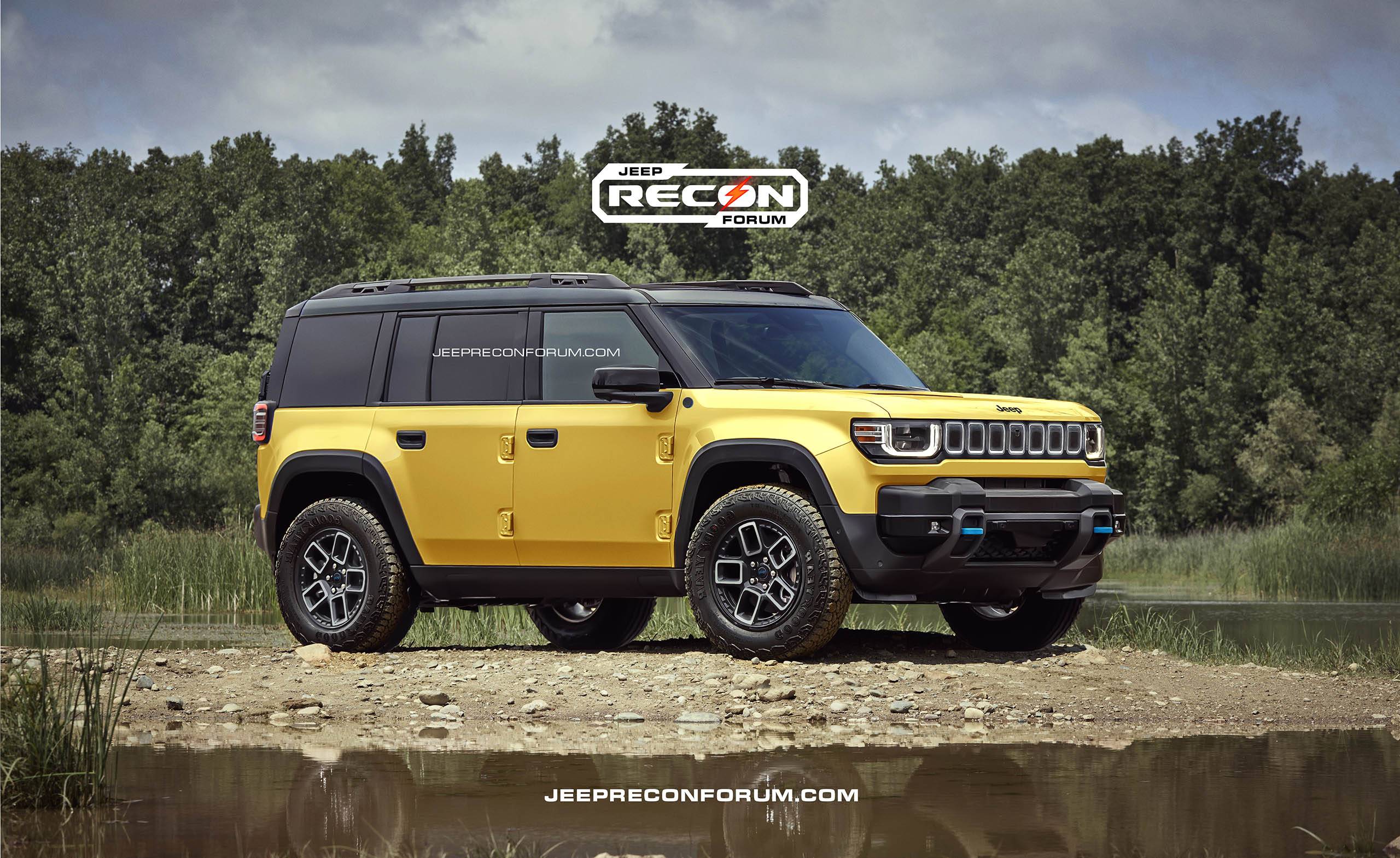 Jeep Recon EV Preview: 2026 Jeep Recon Colors w/ Black & White Roofs Jeep Recon Roof Yellow Front 1 