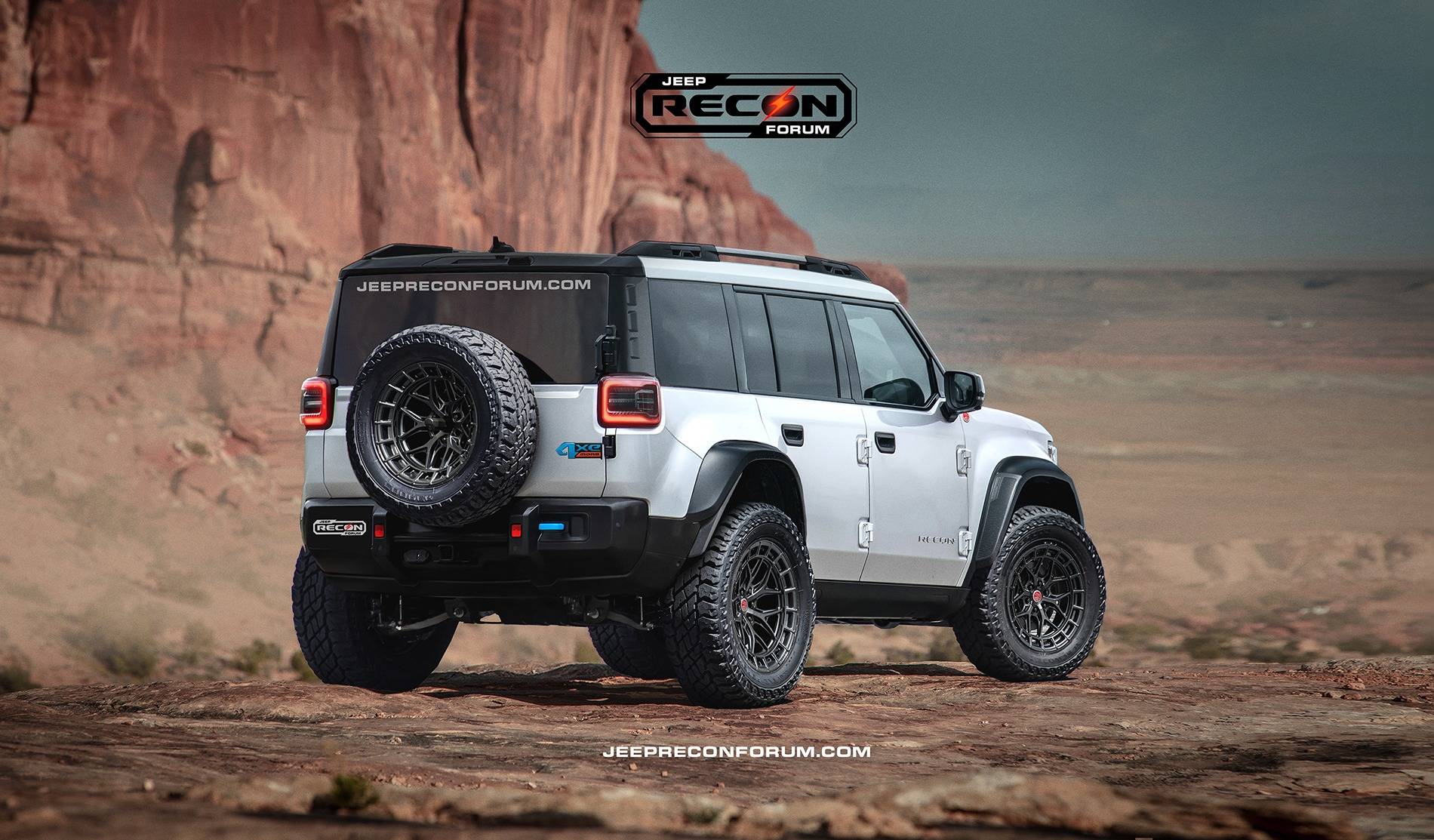 Jeep Recon EV Preview: 2026 Jeep Recons w/ Lift Kit, 35's, Fender Flares, Winch Bumper, Bull Bar Jeep Recon SE Rear White