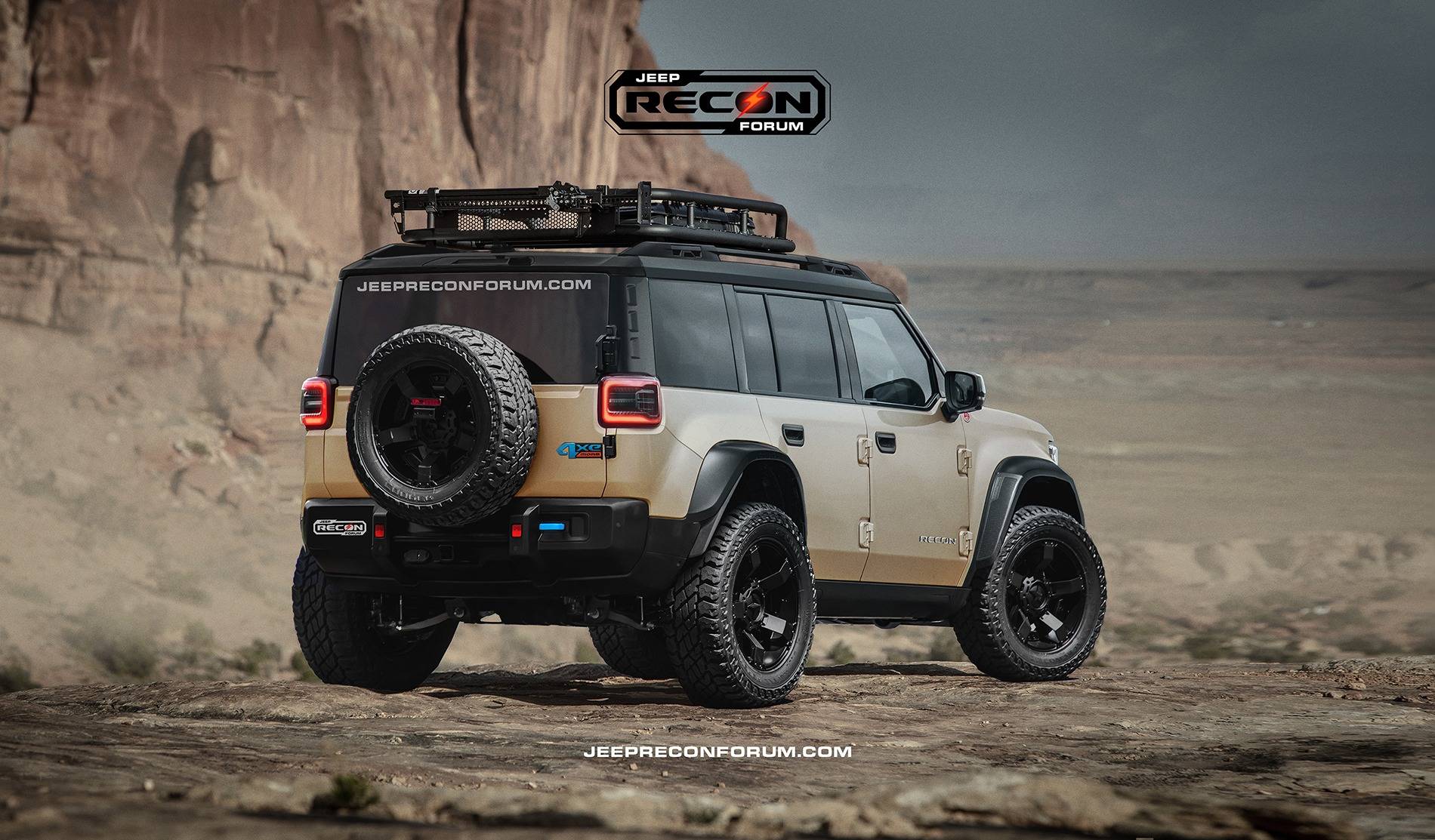 Jeep Recon EV Preview: 2026 Jeep Recons w/ Lift Kit, 35's, Fender Flares, Winch Bumper, Bull Bar Jeep Recon SERear Sand black 
