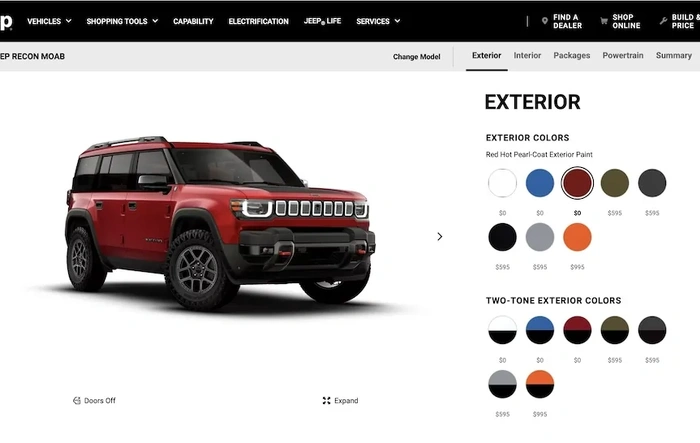 Jeep Recon (Moab) EV Build & Price Configurator Now Live!
